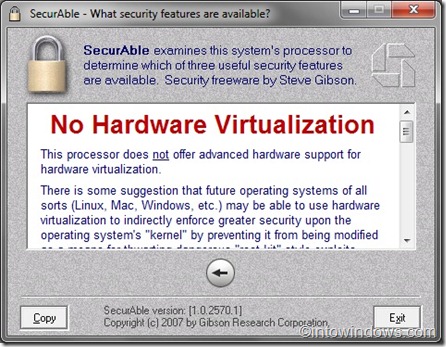 Verifique se o seu processador suporta o modo Windows 7 e XP usando o SecurAble