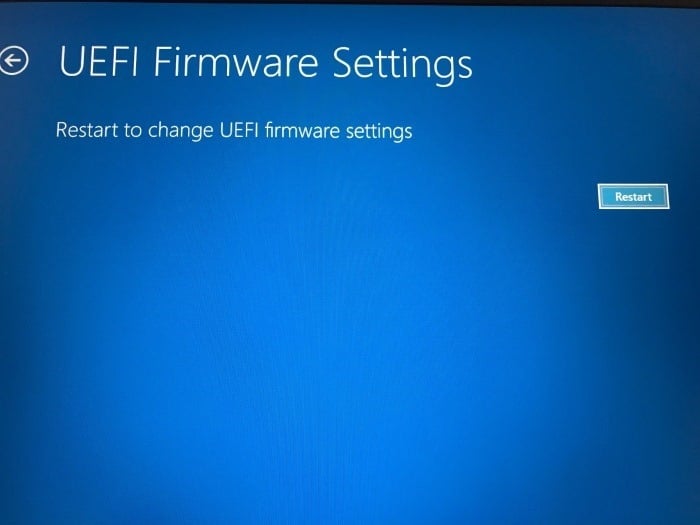 Acesse as configurações do firmware UEFI por meio de Configurações