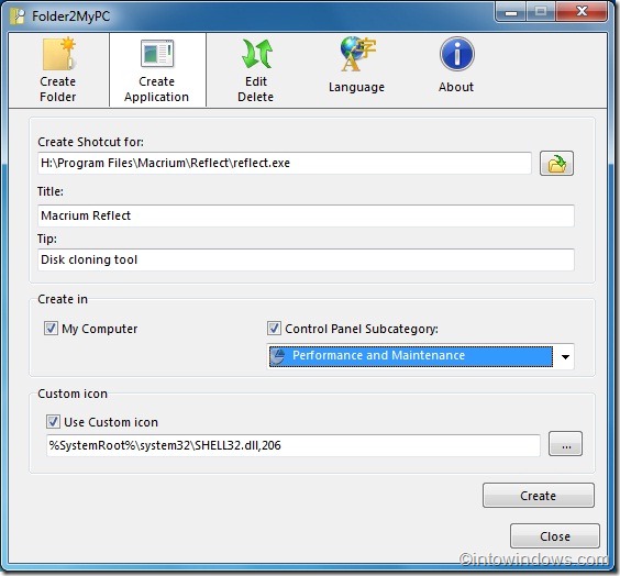 Adicionar programas e pastas em meu computador e painel de controle usando Folder2MyPC