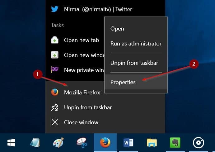 Alterar ícones da barra de tarefas para programas no Windows 10