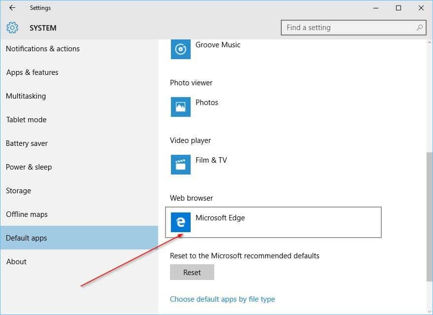 Altere o navegador padrão no Windows 10 usando o aplicativo Configurações