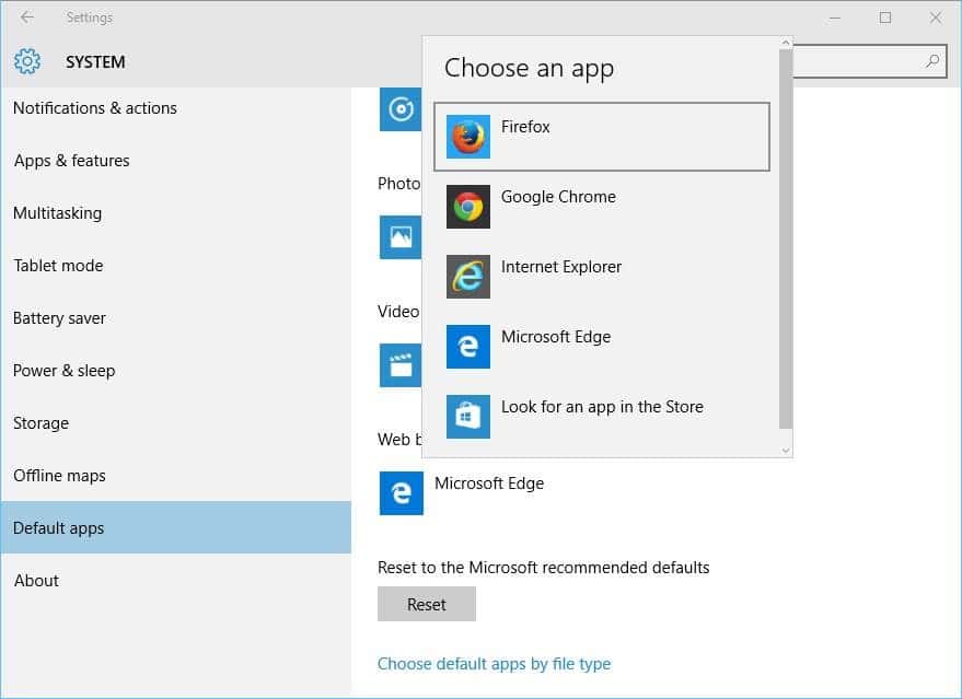 Altere o navegador padrão no Windows 10 usando o aplicativo Configurações
