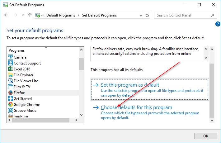 Altere o navegador padrão no Windows 10 usando programas padrão
