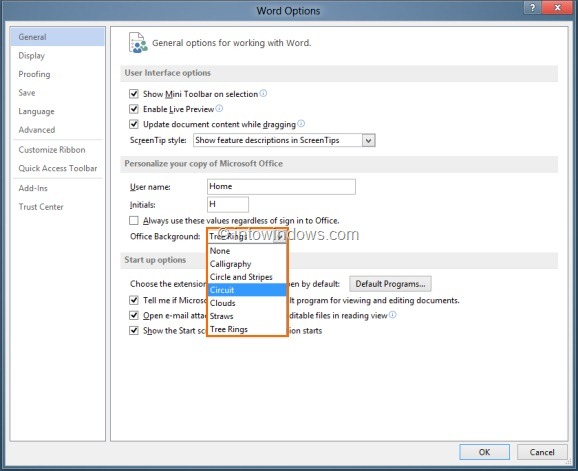 Como alterar o padrão de fundo do Office 2013 9 Como alterar o padrão de fundo do Office 2013