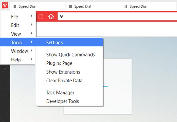 Alterar a página inicial do Vivaldi ou o plano de fundo da nova guia
