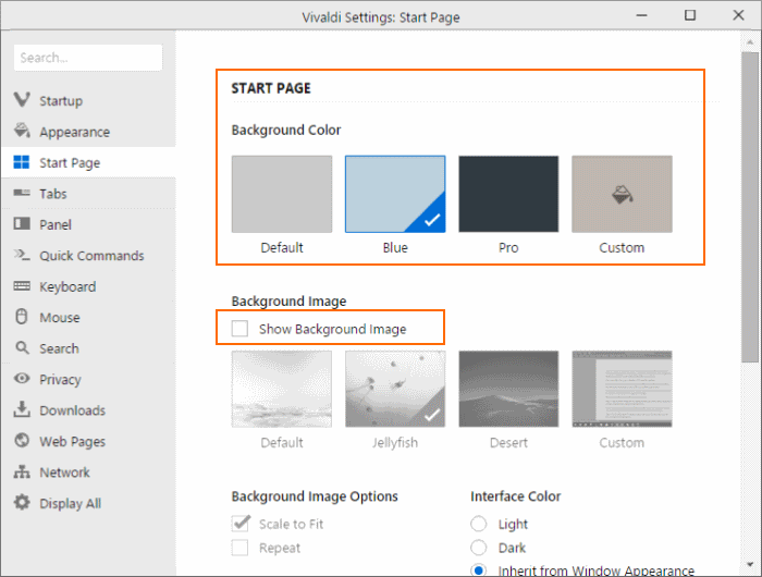 Definir cor sólida como nova guia ou plano de fundo da página inicial