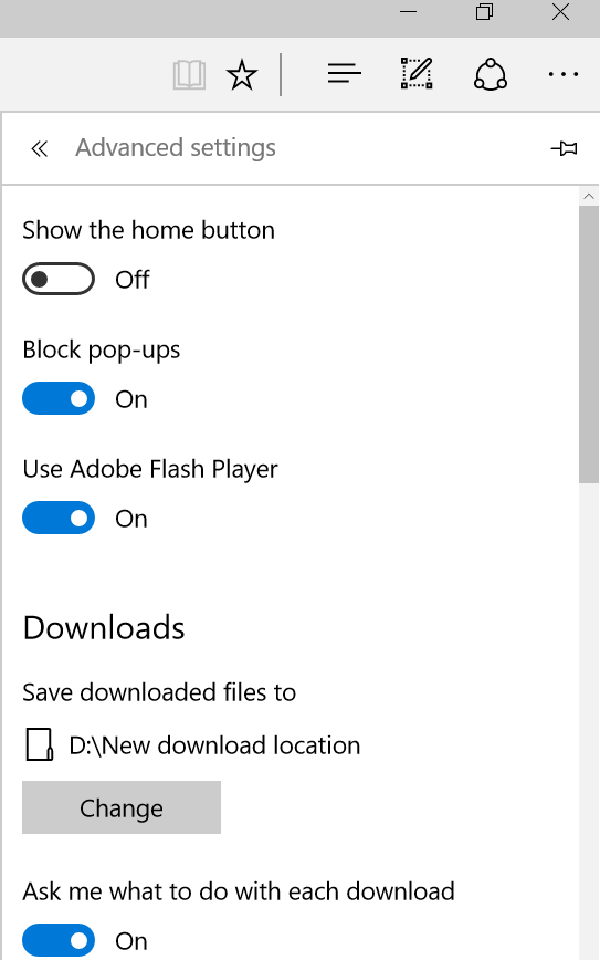 altere a pasta de download padrão no Edge step5