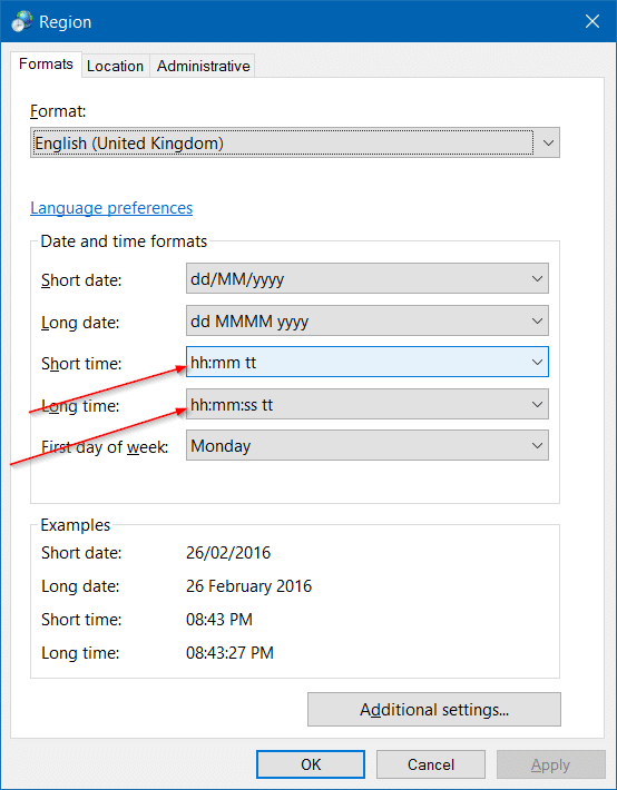 Altere o formato do relógio de 24 horas para 12 horas através do Painel de Controle
