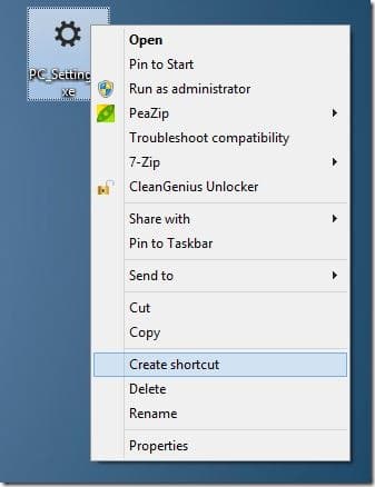 Como criar um atalho de teclado para abrir as configurações do PC no Windows 8