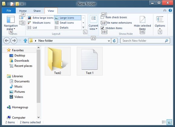 Oculte rapidamente arquivos e pastas no Windows 8 com atalhos de teclado