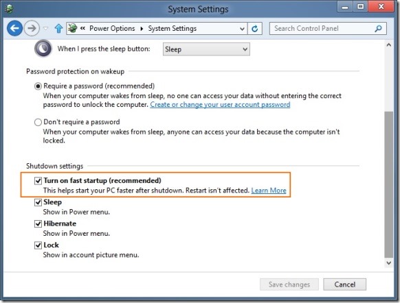Como ativar/desativar a inicialização rápida no Windows 8 3 Como ativar/desativar a inicialização rápida no Windows 8