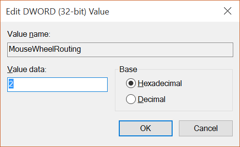 Habilitar ou desabilitar a rolagem de janela inativa via Registro
