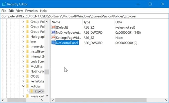 Como ativar ou desativar as configurações e o painel de controle no Windows 10 4 Habilitar ou desabilitar Configurações e Painel de Controle via Registro