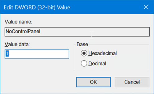 Como ativar ou desativar as configurações e o painel de controle no Windows 10 5 Habilitar ou desabilitar Configurações e Painel de Controle via Registro