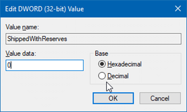 Habilitar ou desabilitar o armazenamento reservado no Windows 10