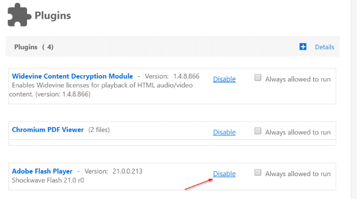 Habilitar ou desabilitar o Flash Player no Vivaldi