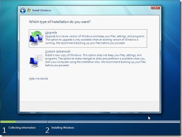 Atualizar ou personalizado Procedimento de instalação do Windows 7