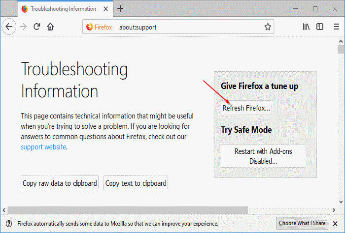 Atualize o Firefox para reparar problemas