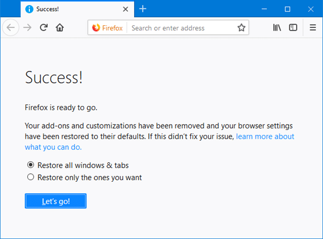 Atualize o Firefox usando a opção de modo de segurança