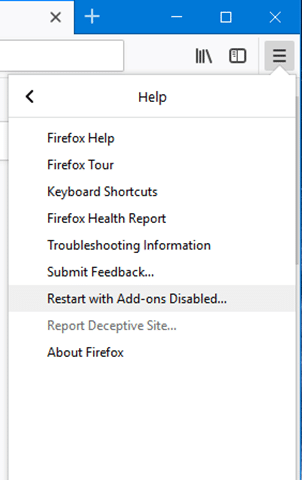 Atualize o Firefox usando a opção de modo de segurança