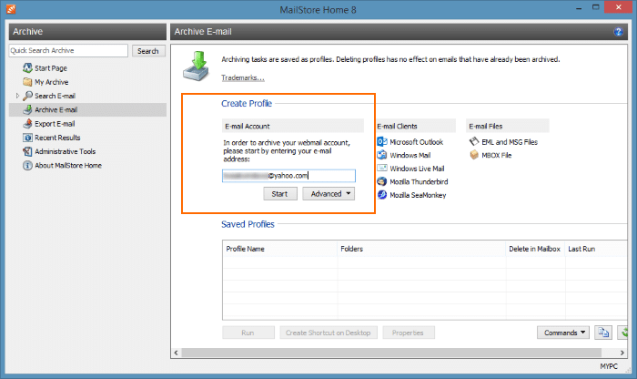 Baixar e-mails do Yahoo!  Conta de correio