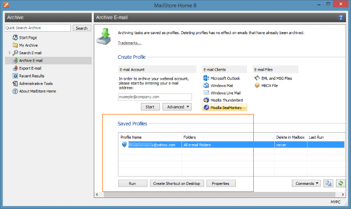 Baixar e-mails do Yahoo!  Conta de correio