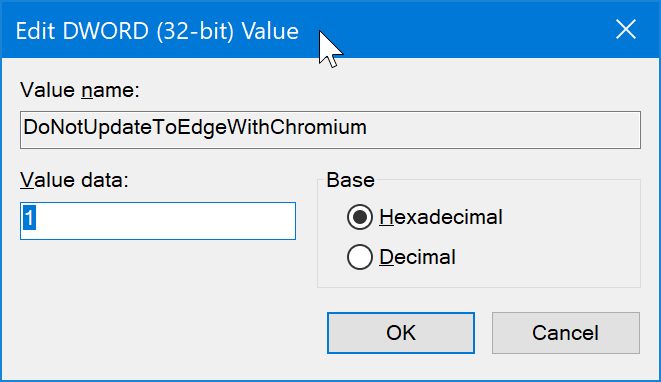 bloquear a instalação automática do Edge baseado em Chromium no Windows 10 pic05