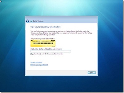 Chave do produto Procedimento de instalação do Windows 7