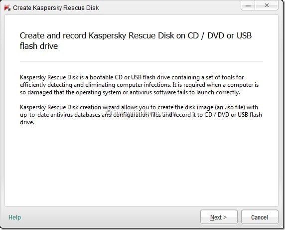 Como criar uma unidade USB Kaspersky Rescue