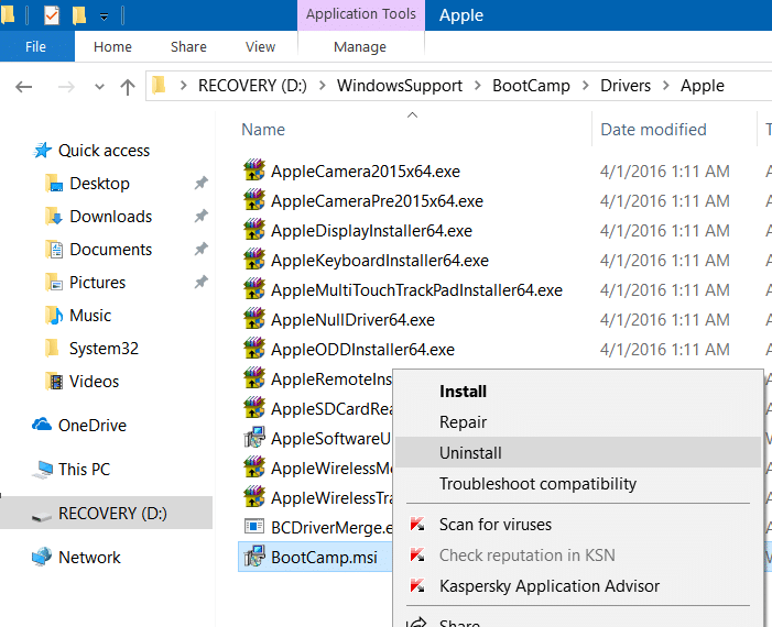 Como desinstalar os serviços do Boot Camp no Windows 10 2 Desinstale os serviços do Boot Camp do Windows 10 usando sua configuração