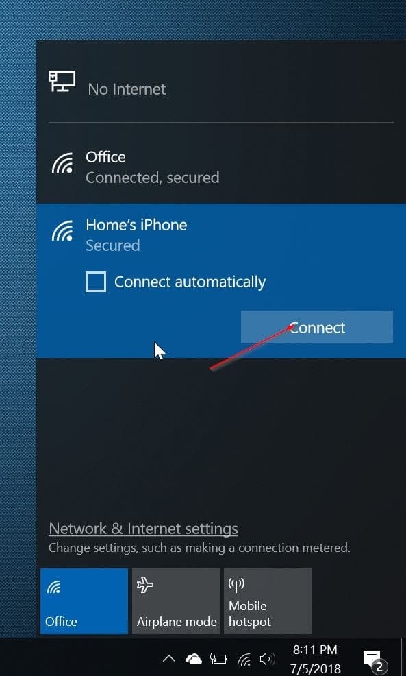Como conectar o Windows 10 PC ao ponto de acesso do iPhone 5 Conecte o PC com Windows 10 ao hotspot do iPhone por Wi-Fi