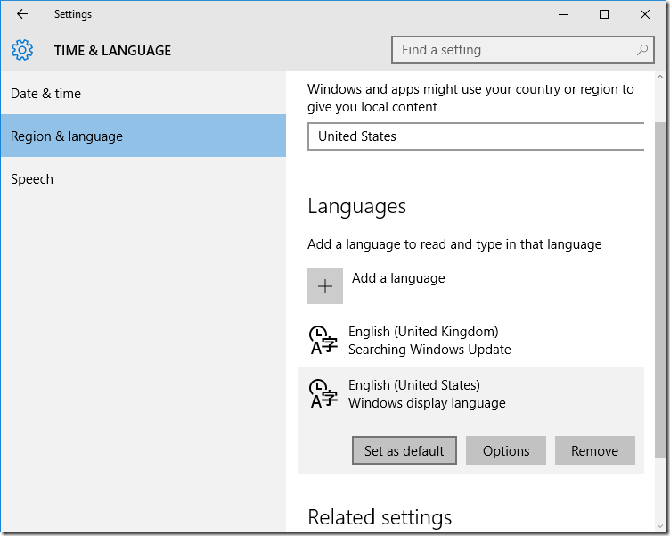 Correção: Cortana não está funcionando no Windows 10 3 Verifique as configurações de país, exibição e idioma de fala