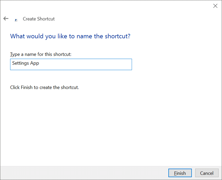 Criar atalho do aplicativo Configurações na área de trabalho do Windows 10