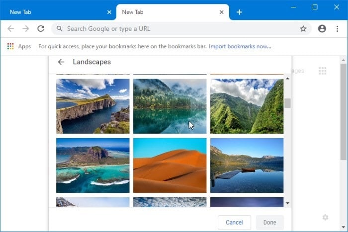 Definir uma imagem como plano de fundo da página de nova guia do Chrome
