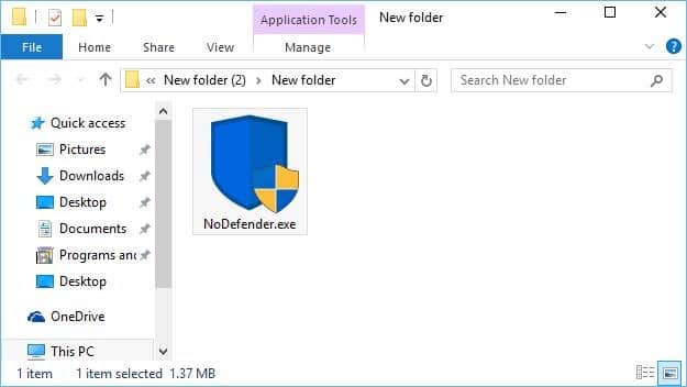 Use o NoDefender para desabilitar o Windows Defender permanentemente no Windows 10