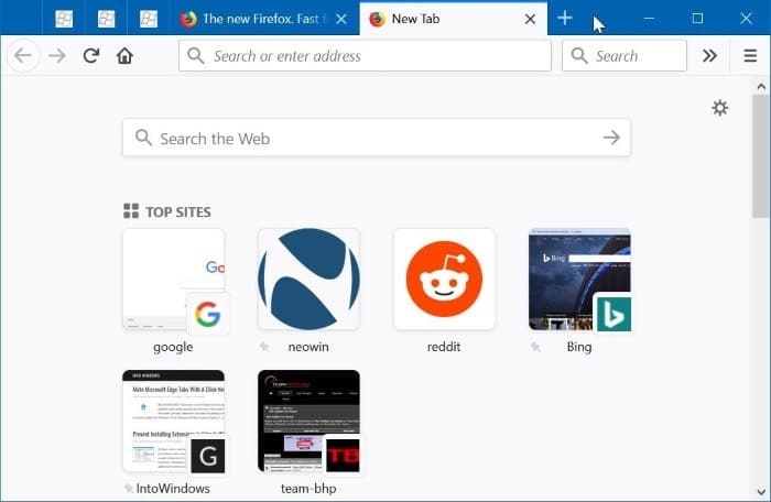 Como desativar a cor no Firefox 57 guias e barra de guias