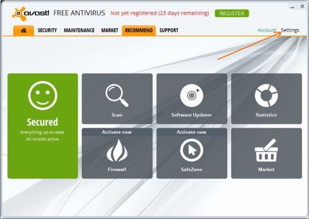 Desative o Avast! Sons antivírus e notificações de voz 3 Desative o Avast! Sons antivírus e notificações de voz