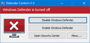 Use o Defender Control para desabilitar o Windows Defender