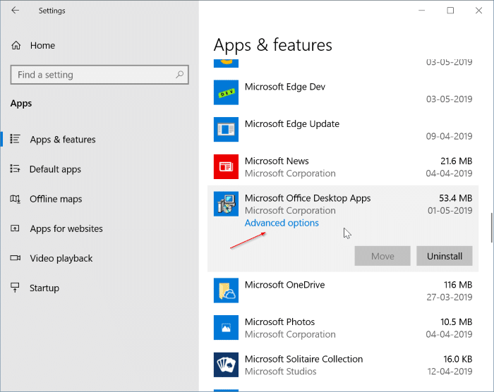 Como desinstalar aplicativos individuais do Office 365 do Windows 10 2 Desinstalar aplicativos individuais do Office 365 do Windows 10