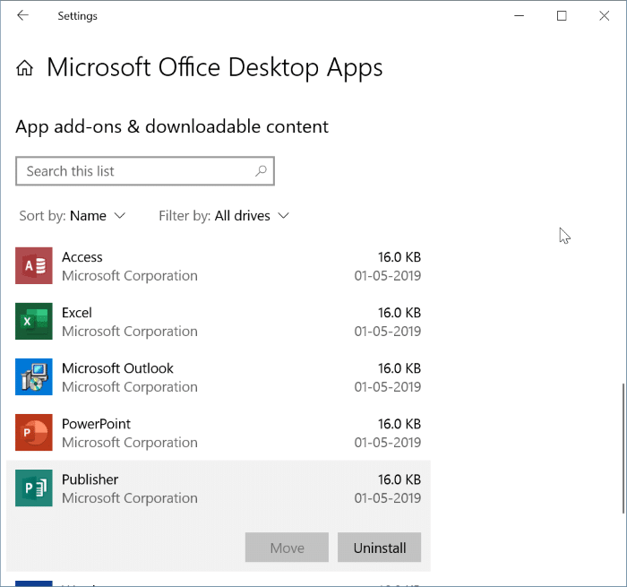 Como desinstalar aplicativos individuais do Office 365 do Windows 10 3 Desinstalar aplicativos individuais do Office 365 do Windows 10