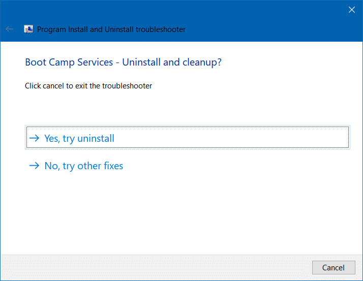 Como desinstalar os serviços do Boot Camp no Windows 10 8 Desinstale o Boot Camp usando a instalação e desinstalação de programas da Microsoft