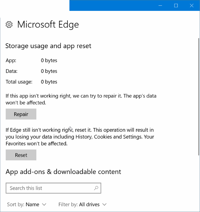 Correção: Edge não abre arquivos PDF no Windows 10 6 Redefina o Microsoft Edge para corrigir o Edge que não abre arquivos PDF