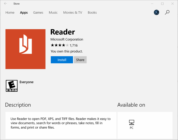 Correção: Edge não abre arquivos PDF no Windows 10 7 Baixe e instale o aplicativo Microsoft Reader