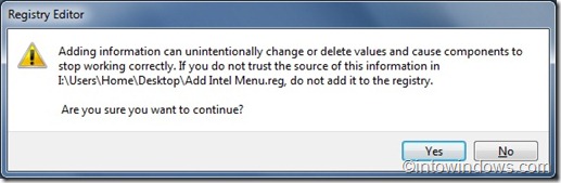 Como remover o menu Intel (propriedades gráficas, opções gráficas e assistente de TV Intel) do menu de contexto da área de trabalho do Windows 7