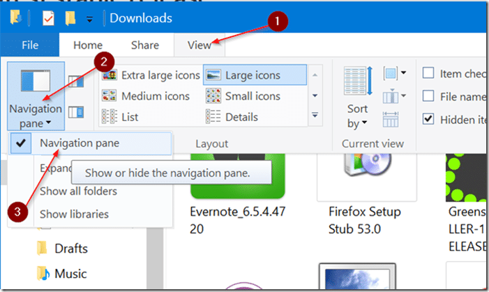 Como mostrar ou ocultar o painel de navegação do File Explorer no Windows 10 3 Mostrar ou ocultar o painel de navegação no Windows 10 File Explorer