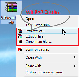 Adicionar entrada WinRAR ausente no menu de contexto do botão direito