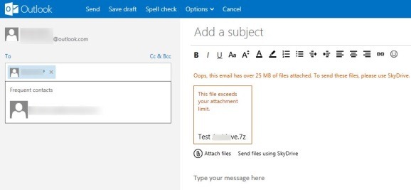 Como enviar anexos com mais de 25 MB no Outlook.com