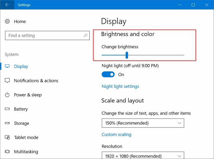 Estenda a vida útil da bateria do Windows 10 enquanto assiste a filmes e vídeos 3 Reduza o brilho da tela para prolongar a vida útil da bateria