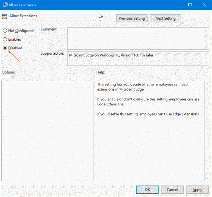 Impedir a instalação de extensões no Edge no Windows 10 3 Impedir a instalação de extensões de borda por meio da política de grupo