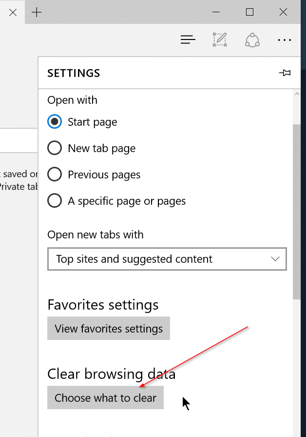 Exclua automaticamente os dados de navegação ao fechar o navegador Edge step2